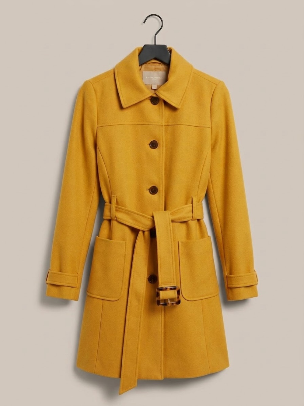 Banana Republic Mustard Belted Wool Trench Coat